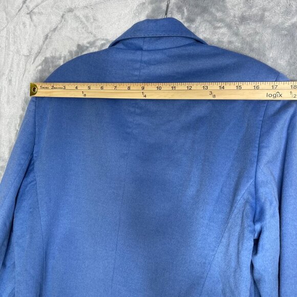 Lafayette 148 Loro Piana Wool Angora Blazer Jacket Women's 14 Blue 3 Button - Picture 10 of 14